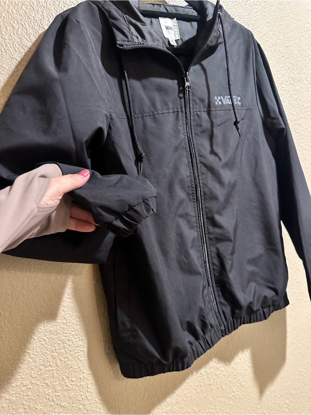 Vans Black Hooded Bomber Jacket with Checker Logo - Picture 3 of 7